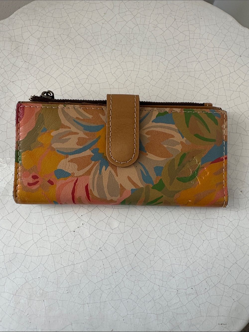 Patricia Nash Floral Multi-Color Leather Snap Wallet   EUC